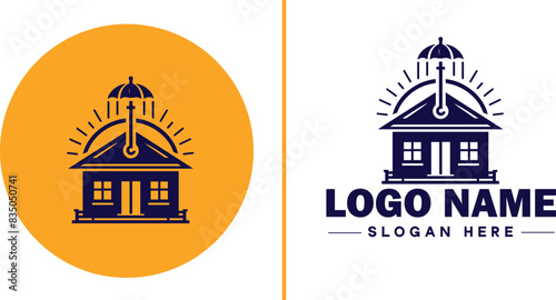 Auction house icon Auction gallery Auction center Auction mart flat logo sign symbol editable vector