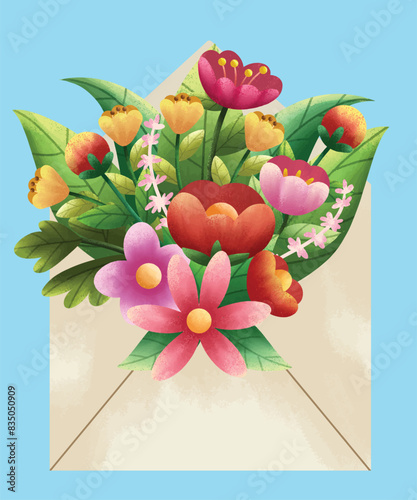 Envelope Spring Flowers illustration