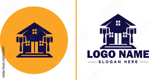 Auction house icon Auction gallery Auction center Auction mart flat logo sign symbol editable vector