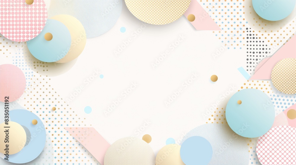 Neutral abstract geometric circles copyspace background in light pastel colors green, pink and yellow Neutral abstract geometric circles copyspace background in light pastel colors green, pink and yellow