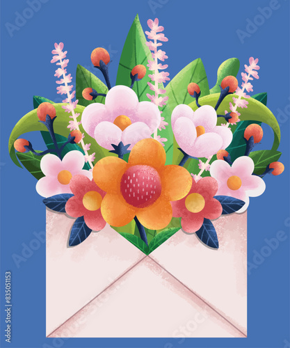 Envelope Spring Flowers and Cheerful Vibe