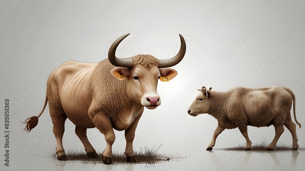 beautiful illustration of Cow and Sheep on white background, Eid al-Adha beautiful illustration of Cow and Sheep on white background, Eid al-Adha