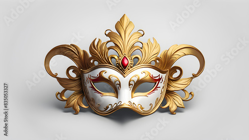 Venetian Mask themed Festival logo icon on white background, Generative AI photo