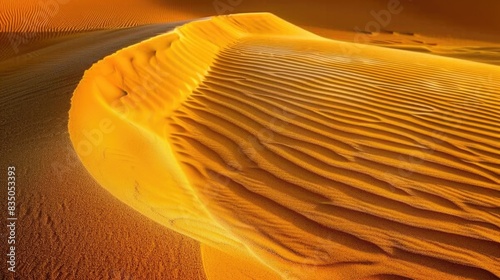 Rippled desert sand dunes at sunset