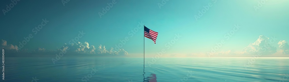 Fototapeta premium American Flag on a Pole