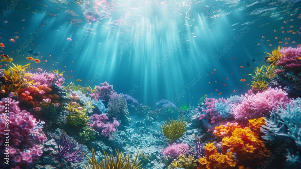 Underwater world. Coral reef and fishes in Red sea at Egypt Underwater world. Coral reef and fishes in Red sea at Egypt