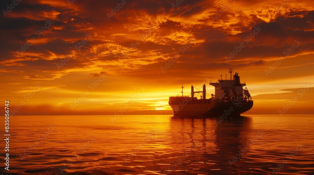 A large red ship is sailing through a body of water A large red ship is sailing through a body of water