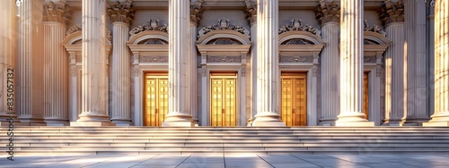 Majestic Neoclassical Palace Facade With Grand Columns and Stairs photo