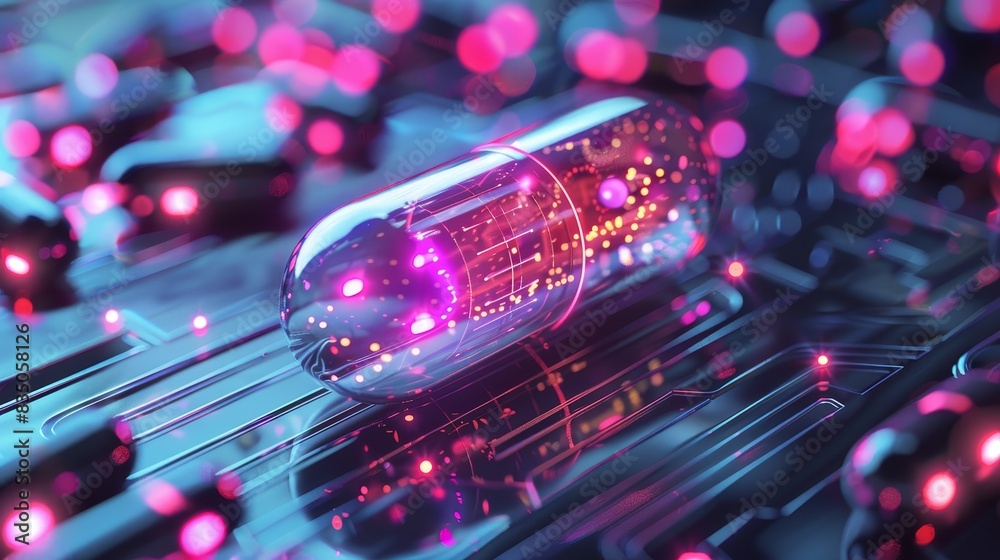 Future Healthcare and advanced treatments Concept for Enhanced Medicine Pill. Future Healthcare and advanced treatments Concept for Enhanced Medicine Pill.