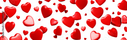 3d romantic pattern with red heart on white color background. 3d love style design of pattern with shine heart for valentine day greeting card