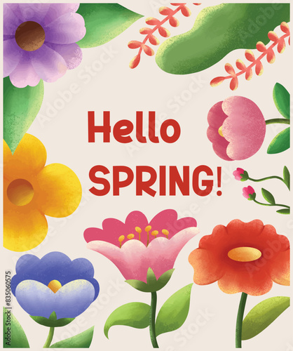 Hello spring flower blossom template