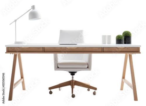PNG  Modern working table furniture computer chair.