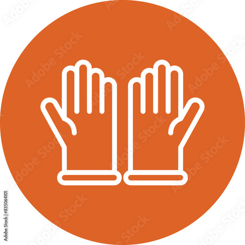 Gloves line circle icon