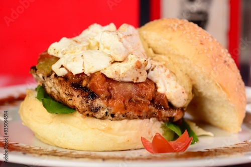 Burger on a plate