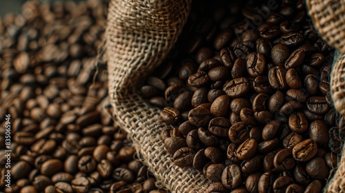 Background of a sack with coffee beans