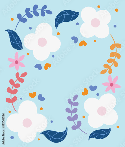 white flower spring template