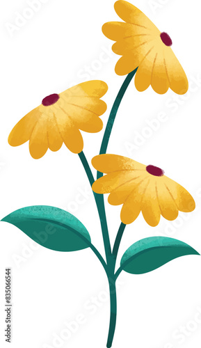 a painting of yellow flowers with a green stem and the word  cherry  on it.