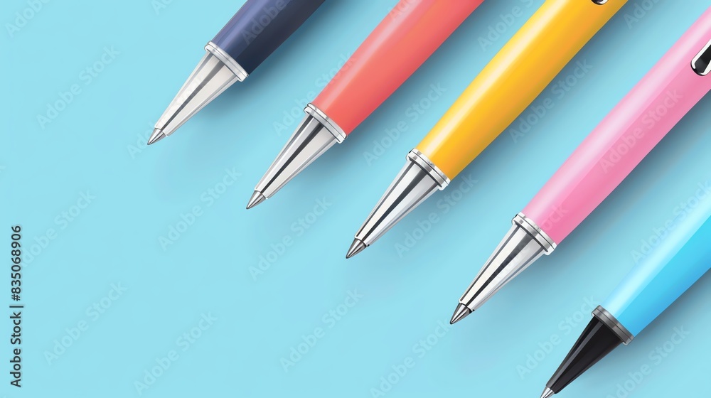 ballpoint pen flat design top view office supplies theme cartoon drawing colored pastel ballpoint pen flat design top view office supplies theme cartoon drawing colored pastel