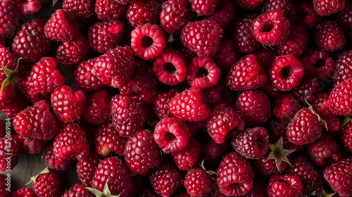 Fragrant raspberries at the market close-up