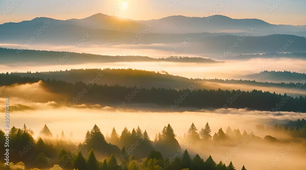 Aerial Symphony: Flying Over the Lush Green Valleys of Towering Trees