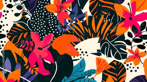 Vibrant Tropical Foliage with Vibrant Color Pattern