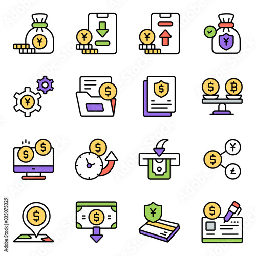 Pack of Banking Flat Icon

