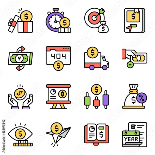 Pack of Finance and Banking Flat Icon


