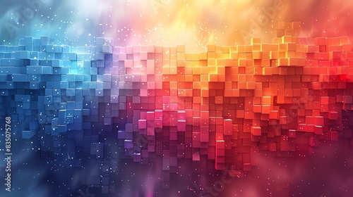 Wallpaper Mural Colorful pixel blocks forming an abstract background vector illustration, with a digital grid pattern of rainbow color squares Torontodigital.ca
