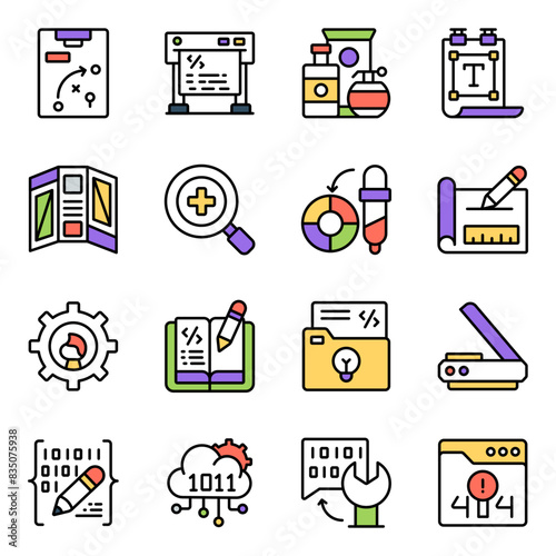 Set of Art and Designing Flat Icons

