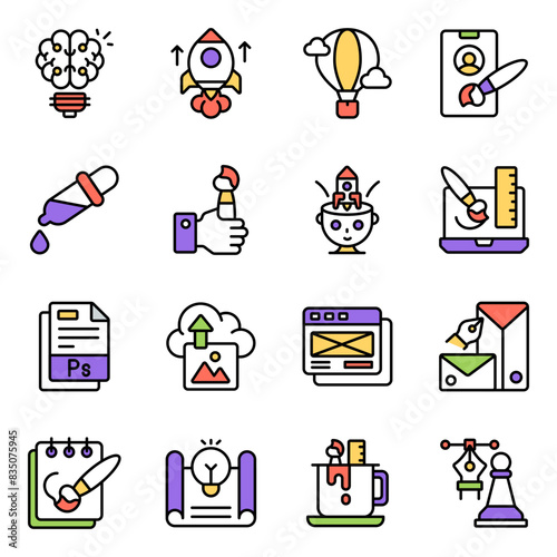 Set of Creativity Flat Icons

