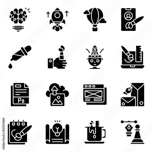 Set of Creativity Solid Icons


