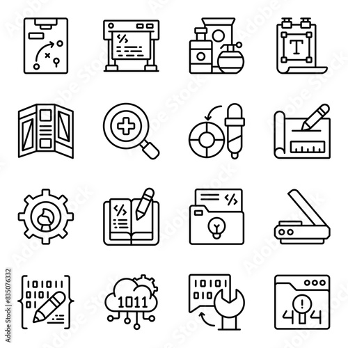 Set of Art and Designing linear Icons

