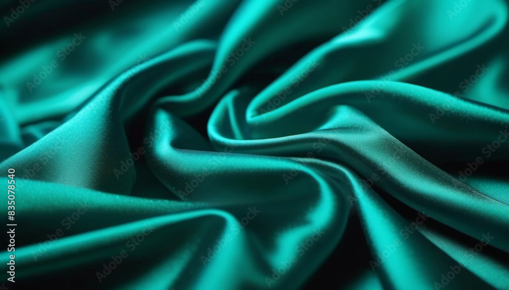 Obraz premium Close up of turquoise draped satin as a background. 