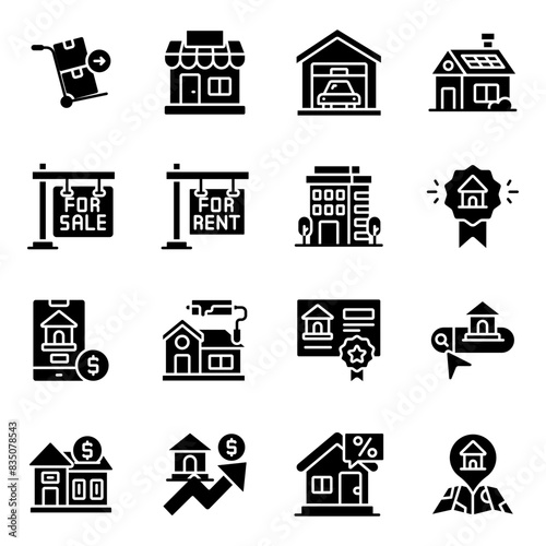 Set of Estate Solid Icons

