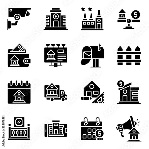 Set of Architecture Solid Icons

