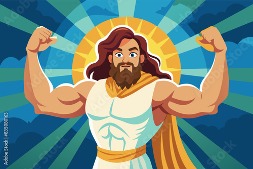 a man with a beard and a beard in a biblical avatar, Jesus with a sense of strength