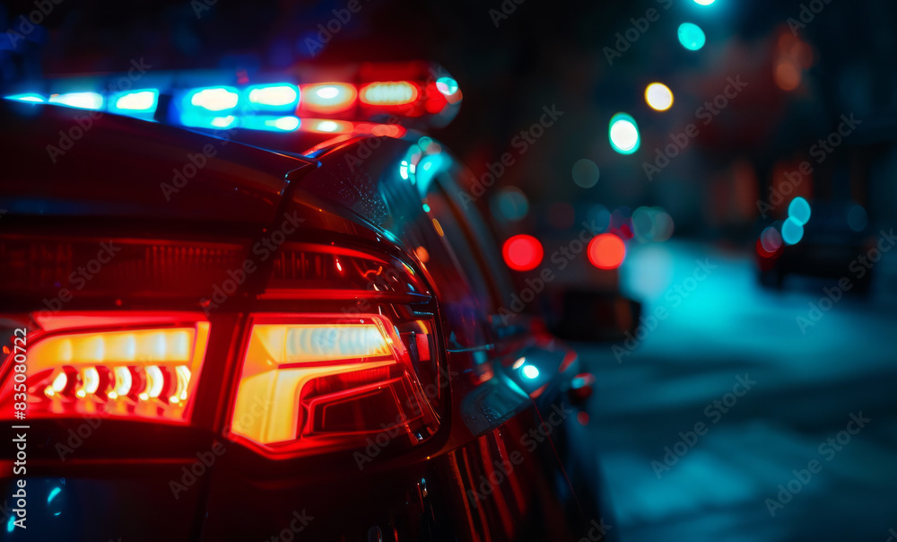 Police car lights on blurred background Police car lights on blurred background