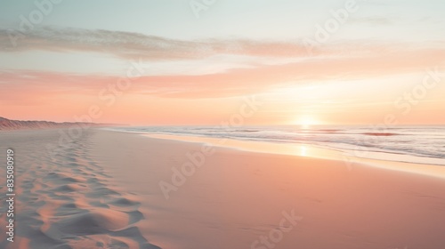 A Peaceful Sunset on a Serene  Sandy Beach