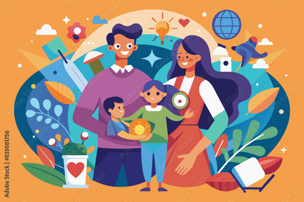 a family with a child and a baby in a basket, Examining the intersection of art and family relationships a family with a child and a baby in a basket, Examining the intersection of art and family relationships