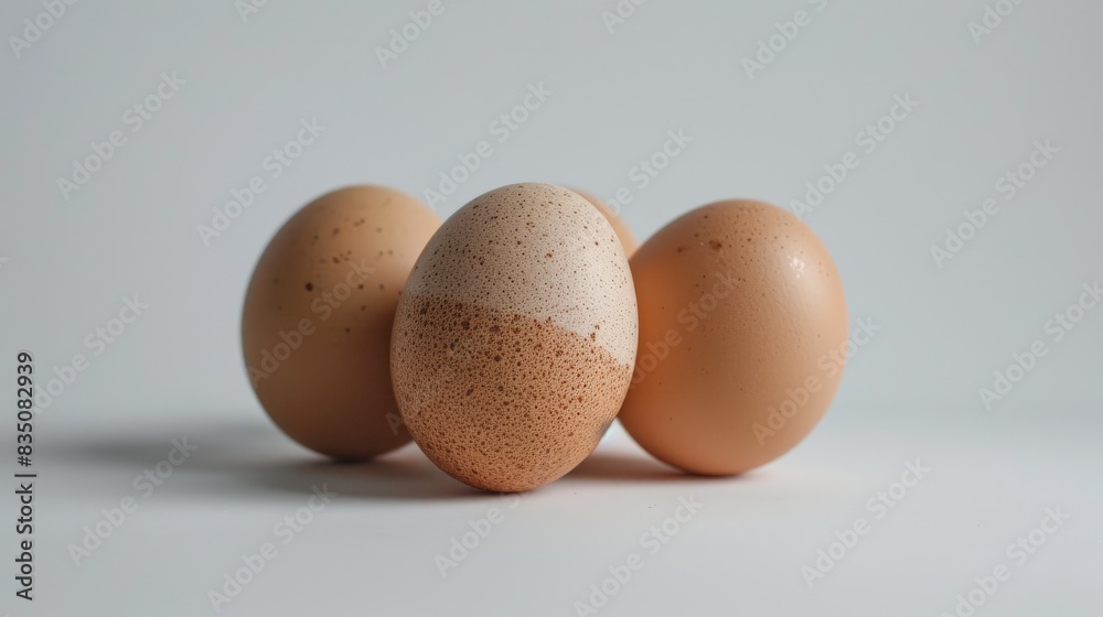 Eggs in their natural state on a blank white surface Eggs in their natural state on a blank white surface