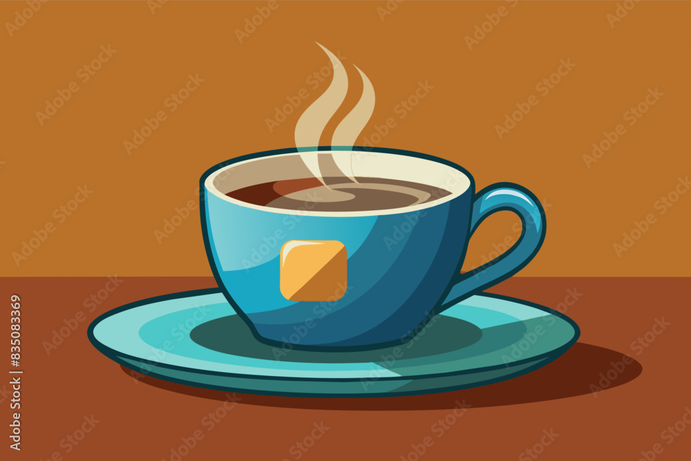 a cup of coffee with a sugar cube on it, A steaming cup of coffee with a single sugar cube resting on the saucer a cup of coffee with a sugar cube on it, A steaming cup of coffee with a single sugar cube resting on the saucer