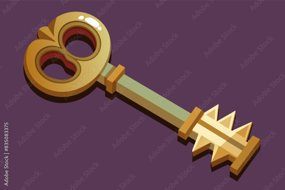 a golden key with a star on it, A single key, worn and old, with intricate teeth