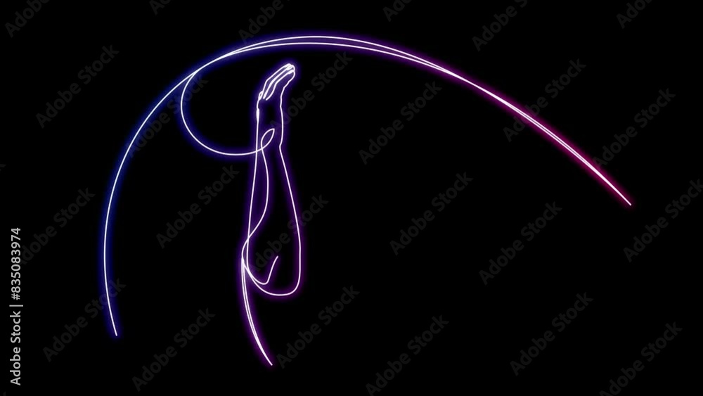 Self drawing animation of woman taking spa bath made by glowing neon continuous one line. Concept of beauty treatments, self care, sensory deprivation. Self drawing animation of woman taking spa bath made by glowing neon continuous one line. Concept of beauty treatments, self care, sensory deprivation.