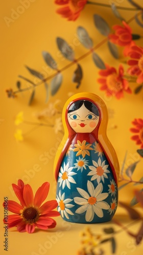 Modern Abstract Vinyl Wooden Russian Matryoshka Doll Design Decor