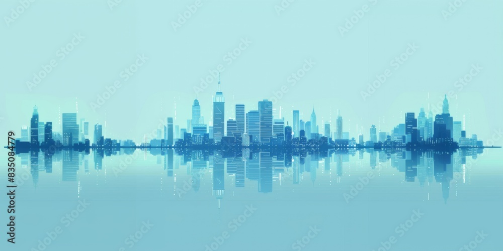 Brightly Illustrated Future City Skyline with Vector Buildings, abstract graphic, banner design, brochure, pattern design, web, background template Brightly Illustrated Future City Skyline with Vector Buildings, abstract graphic, banner design, brochure, pattern design, web, background template