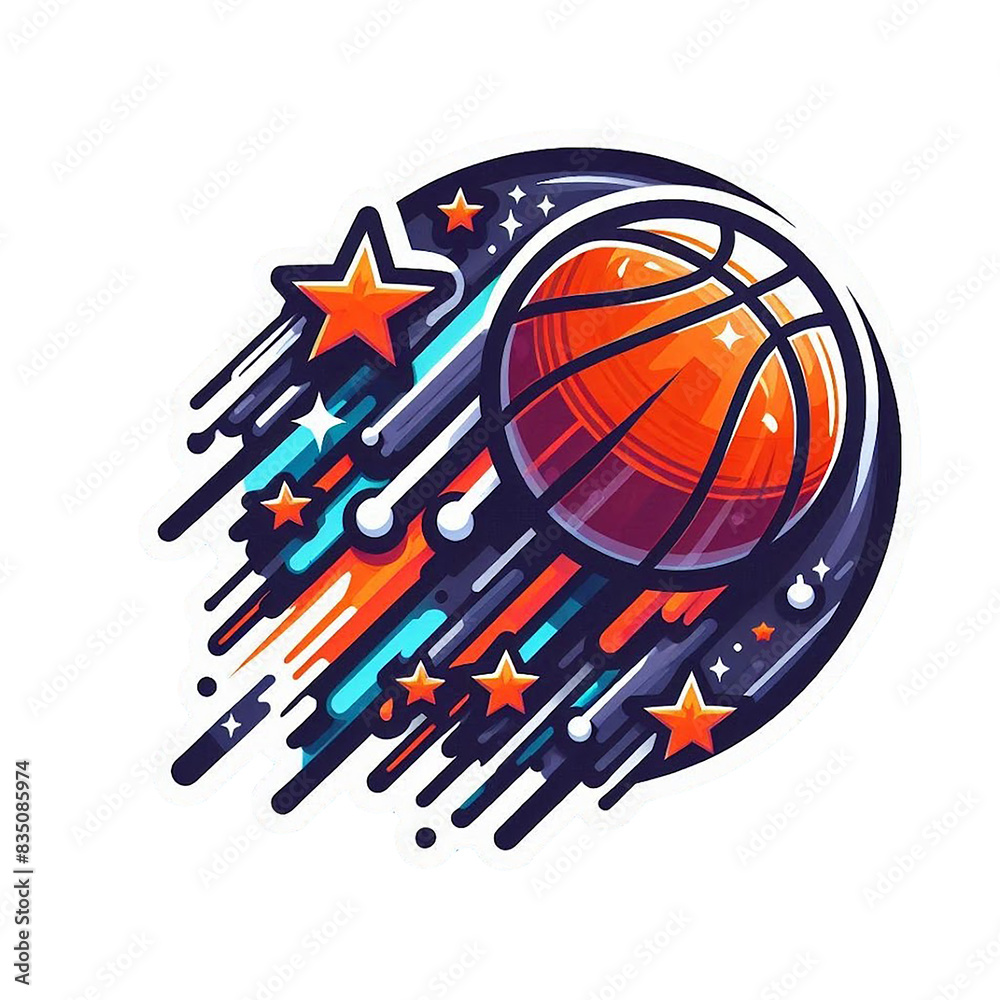 Naklejka premium Basketball - retro, vintage design, transparent background, perfect to print sticker or t-shirt.