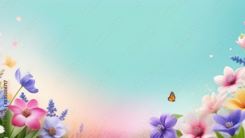 Fototapeta premium Banner summer flowers with free space in light colors