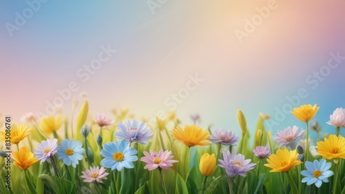 Banner summer flowers with free space in light colors © Kateryna