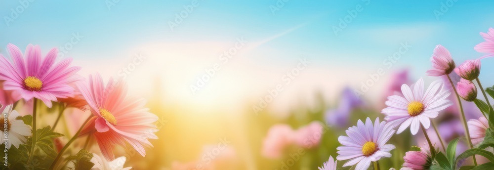 Banner summer flowers with free space in light colors Banner summer flowers with free space in light colors