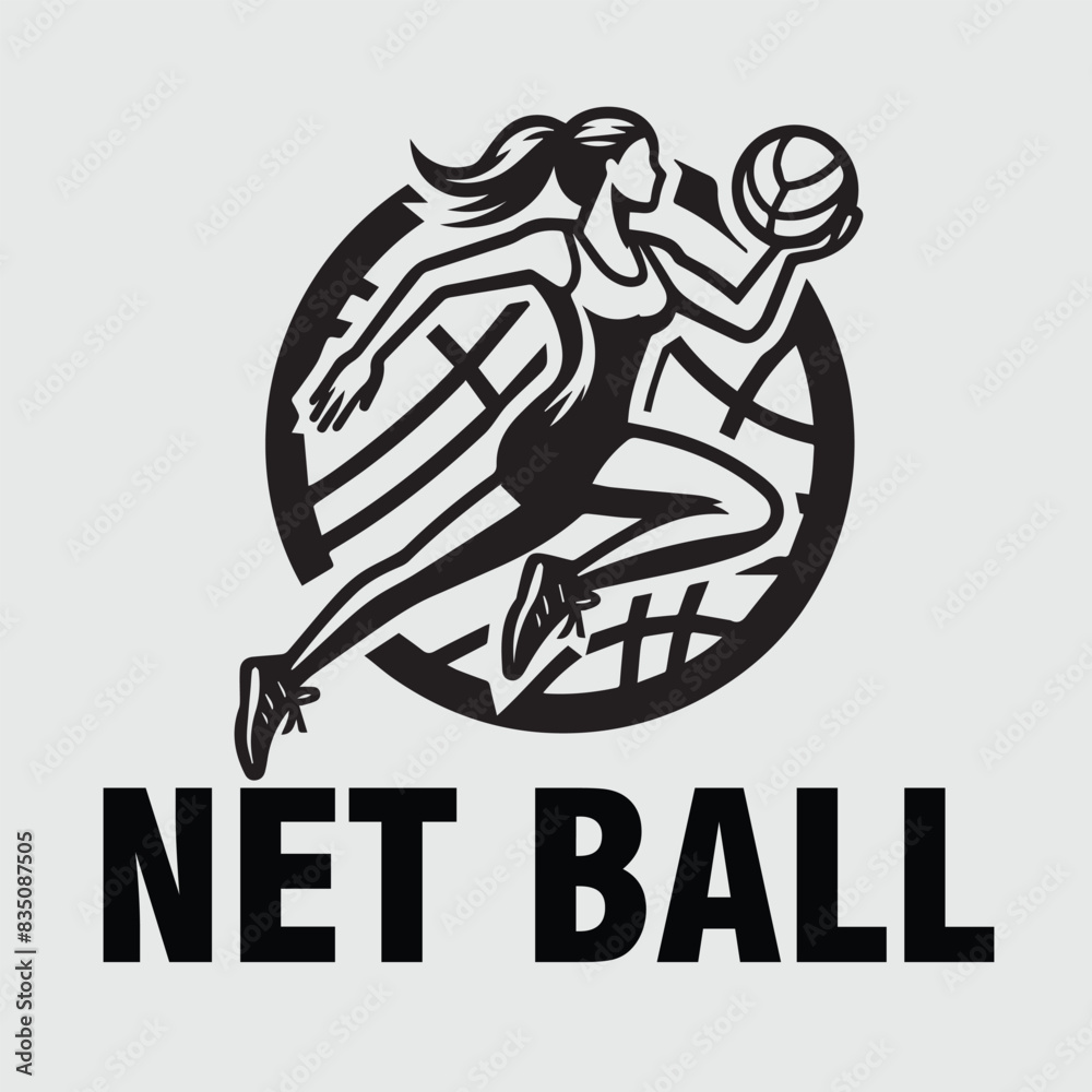 Black and White net ball logo Black and White net ball logo